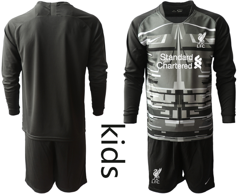 Youth 2020-2021 club Liverpool black long sleeved Goalkeeper blank Soccer Jerseys->liverpool jersey->Soccer Club Jersey